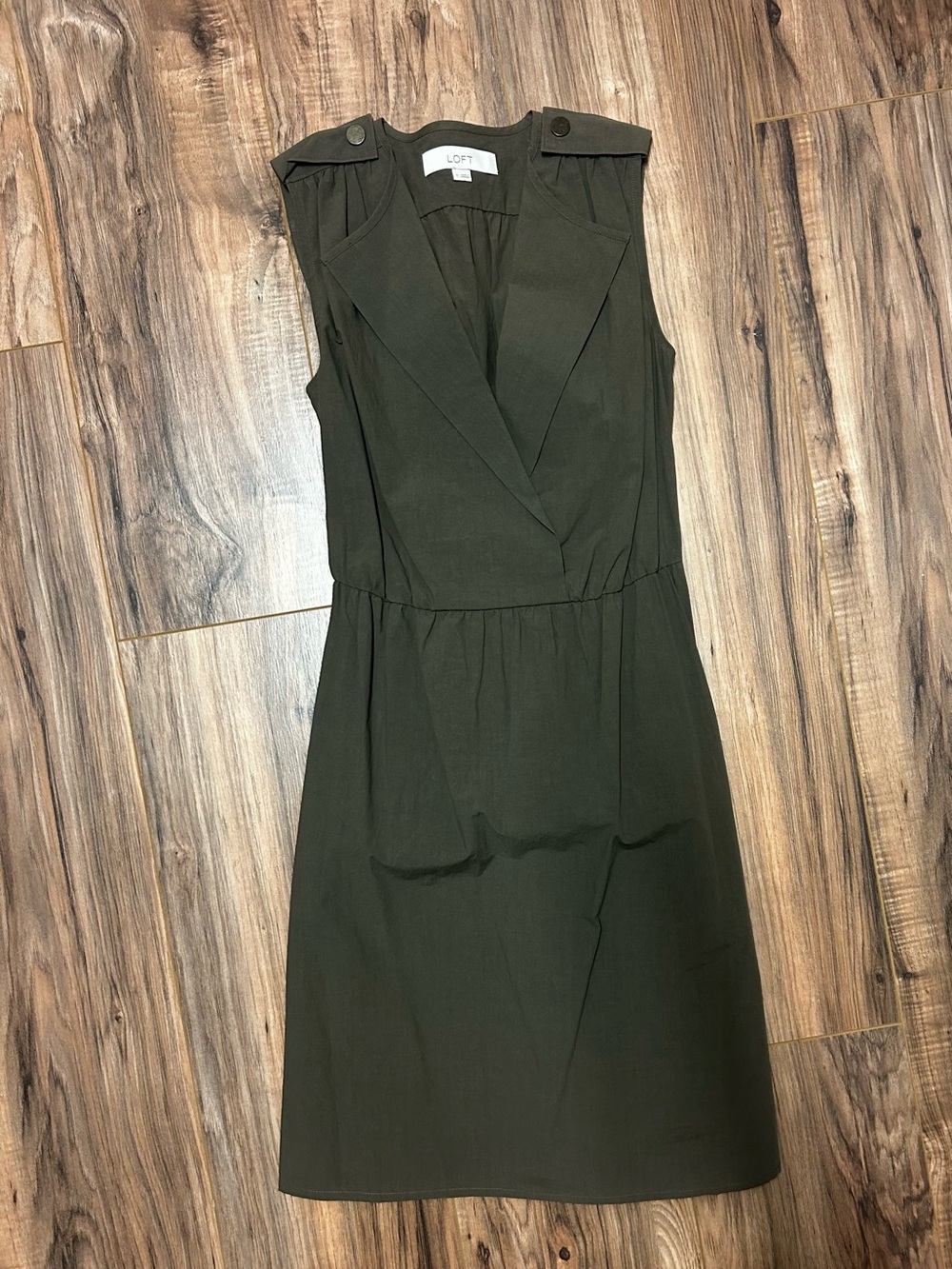LOFT Olive Sleeveless Wrap Dress